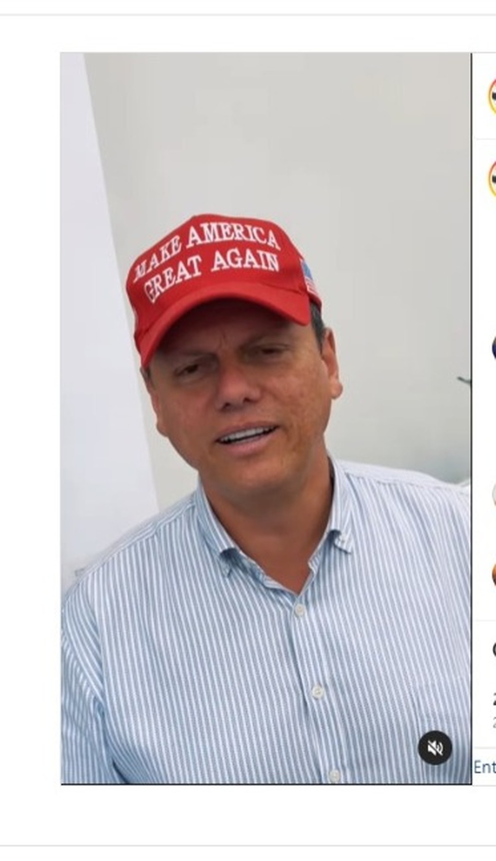 O governador Tarcísio de Freitas (Republicanos) homenageou Donald Trump com um boné no estilo do usado pelo presidente norte-americano — Foto: Divulgação