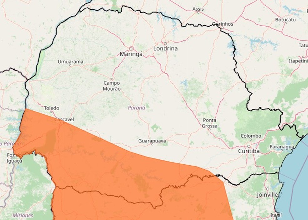 Alerta de tempestade do Inmet — Foto: Reprodução/Inmet