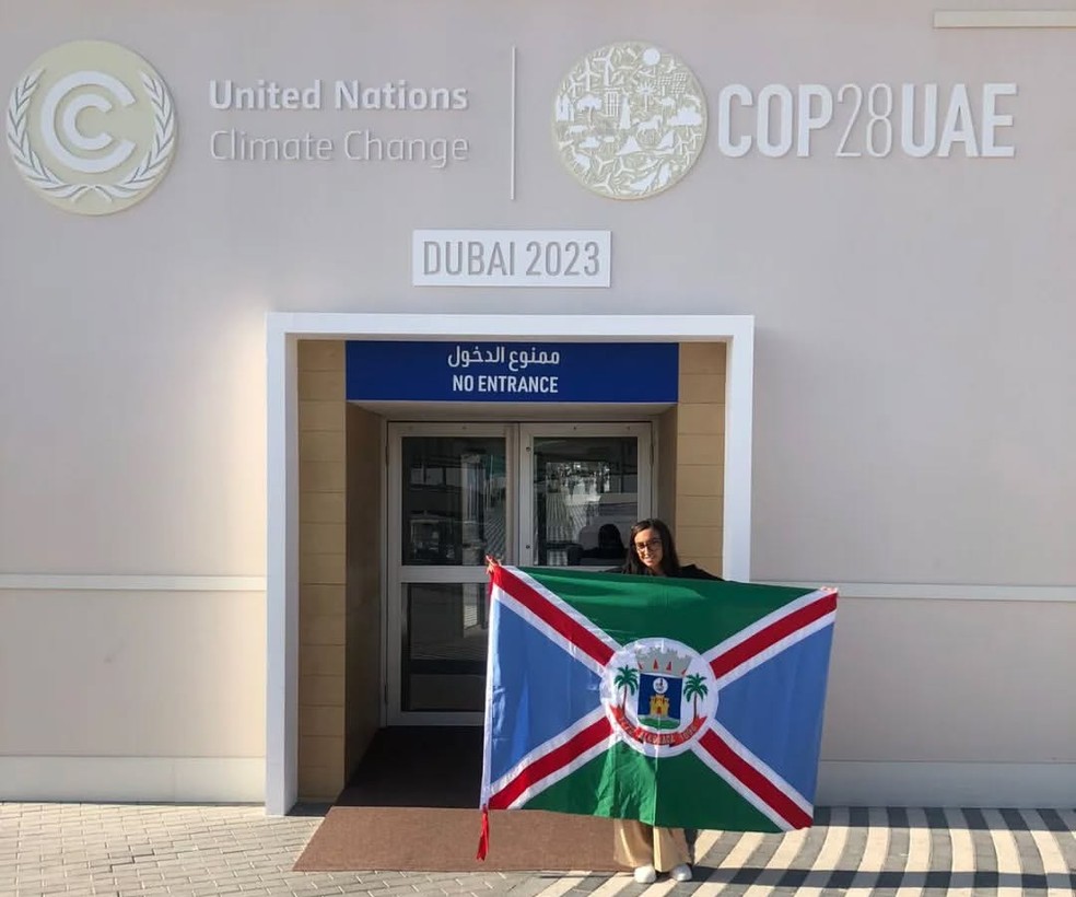 Lara Borges participou da COP 28 em Dubai — Foto: Reprodução/Redes Sociais