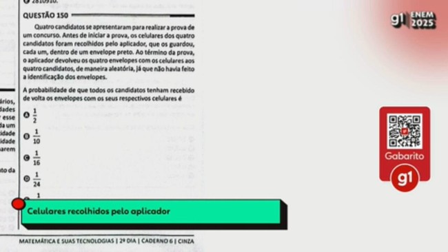 Enem 2025: correção da questão sobre celulares recolhidos pelo aplicador em uma prova