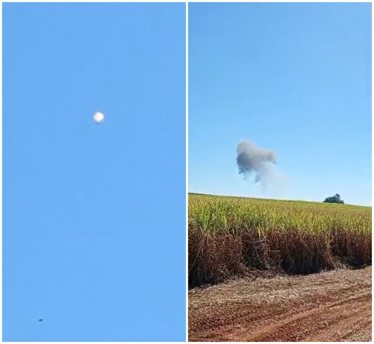 VÍDEO mostra piloto da FAB em paraquedas logo após se ejetar de avião que caiu no interior de SP