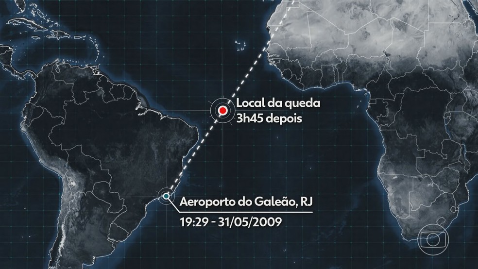 O voo Air France 447 saiu do aeroporto do Galeão com destino a Paris no dia 31 de maio de 2009 — Foto: Jornal Nacional/ Reprodução