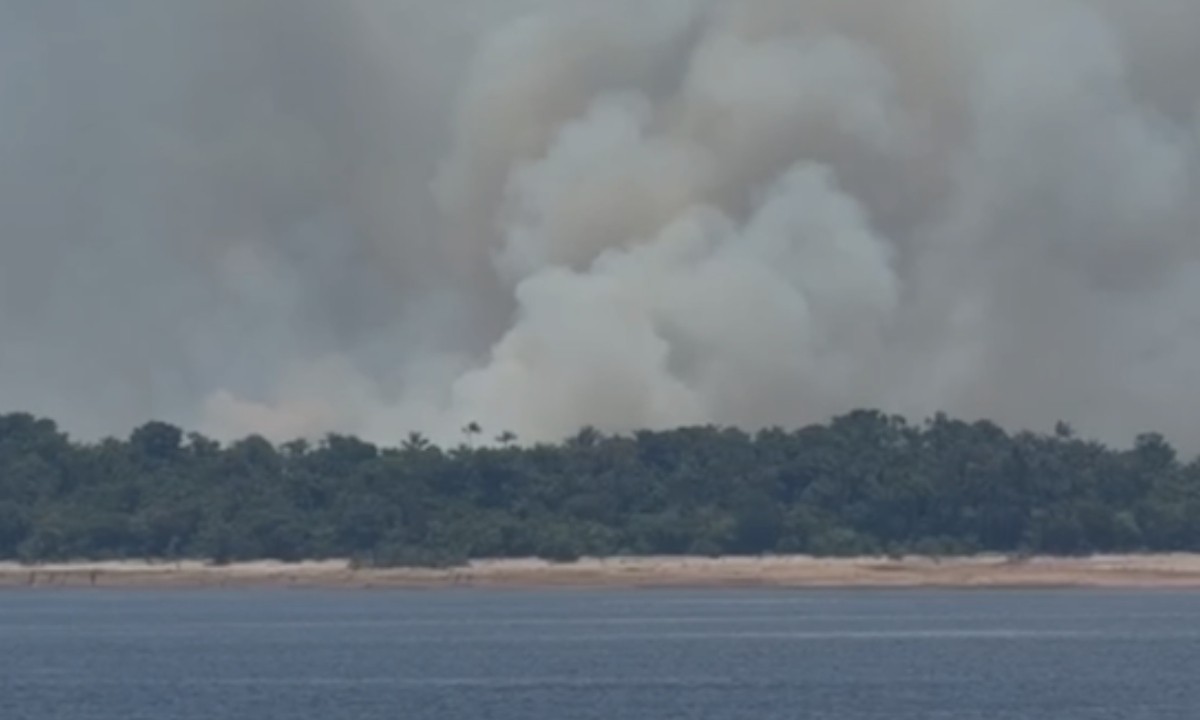 Forte incêndio atinge área de vegetação no distrito de Cacau Pirera