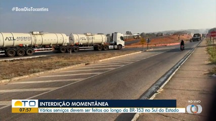 Trecho da BR-153 será interditado para reparações na rodovia