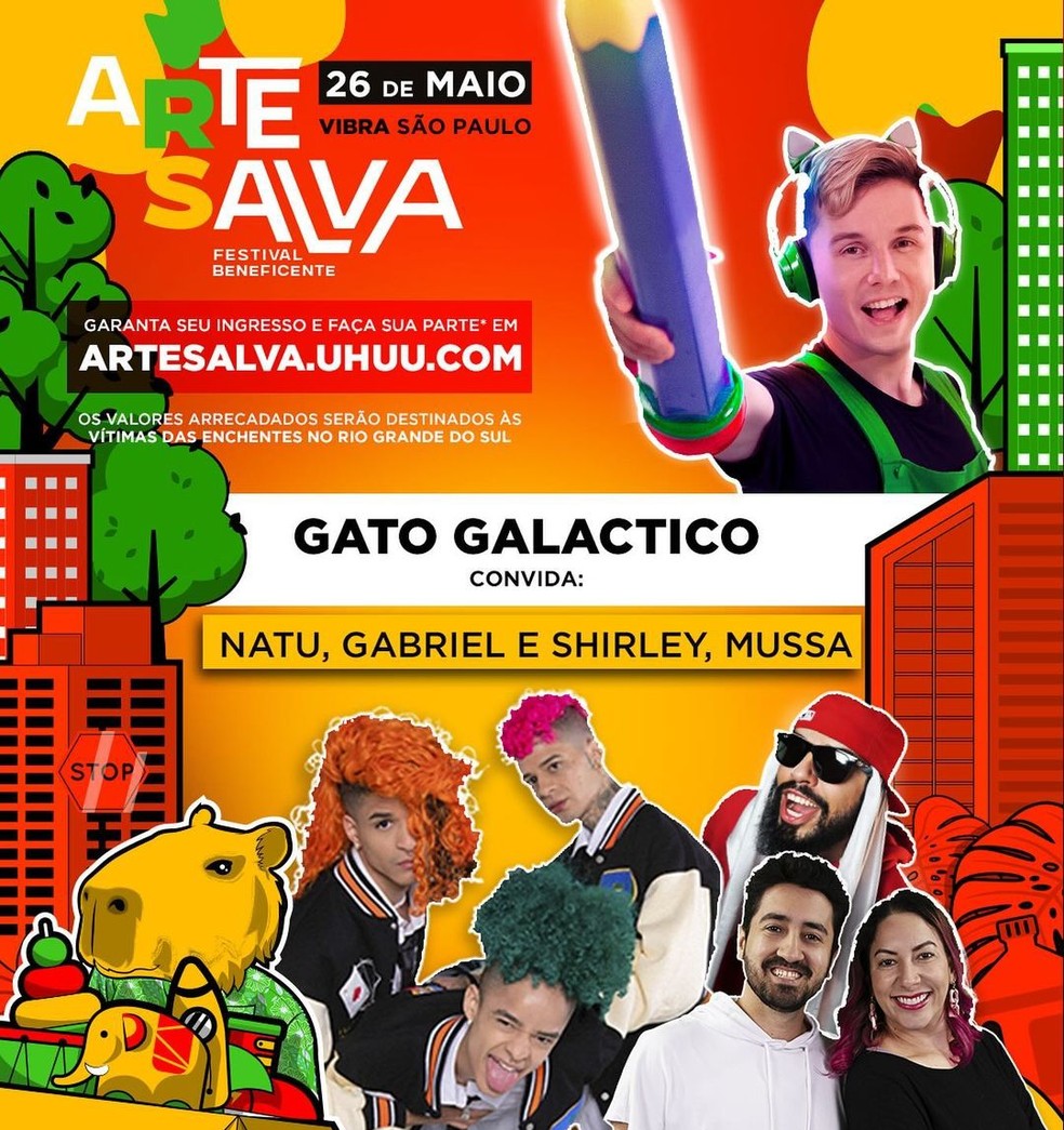 Festival Arte Salva vai doar arrecadaes para as vtimas das enchentes no RS  Foto: Reproduo/Instagram