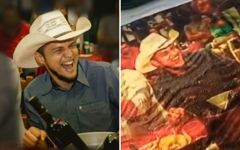 Prefeito Charley Tolentino e foto estampada em bolo, em Divinópolis — Foto: Reprodução/TV Anhanguera