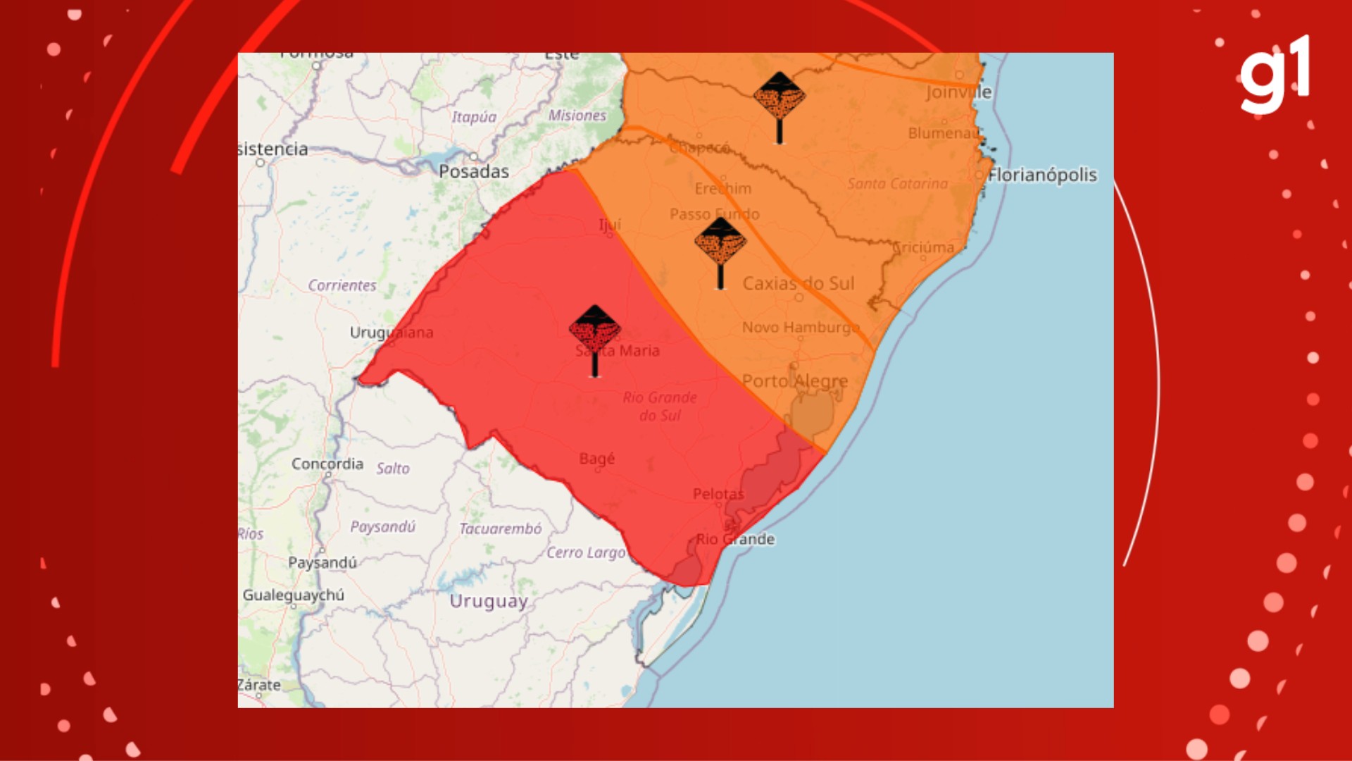 Chuva intensa e ventos de até 100 km/h: confira previsão de tempestade para o RS