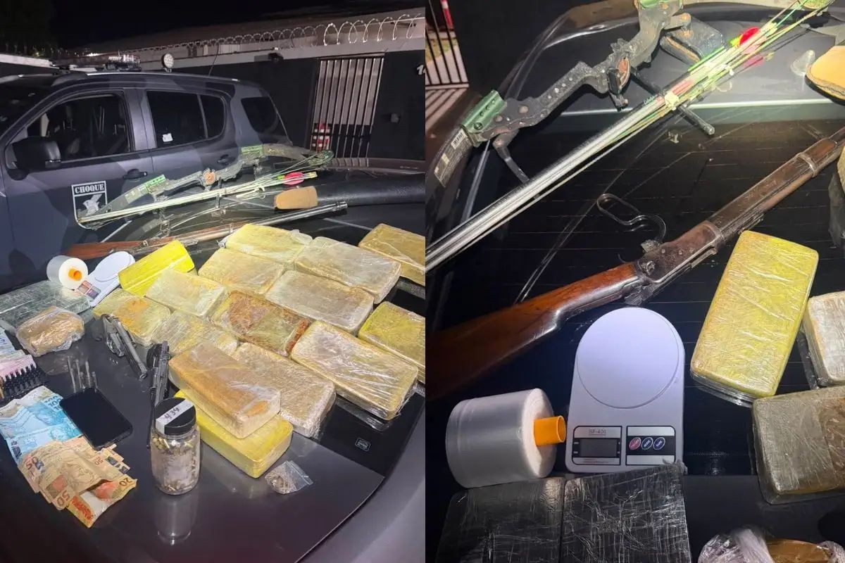 Arco e flecha, fuzil e drogas: homem é preso com arsenal após abordagem em Campo Grande