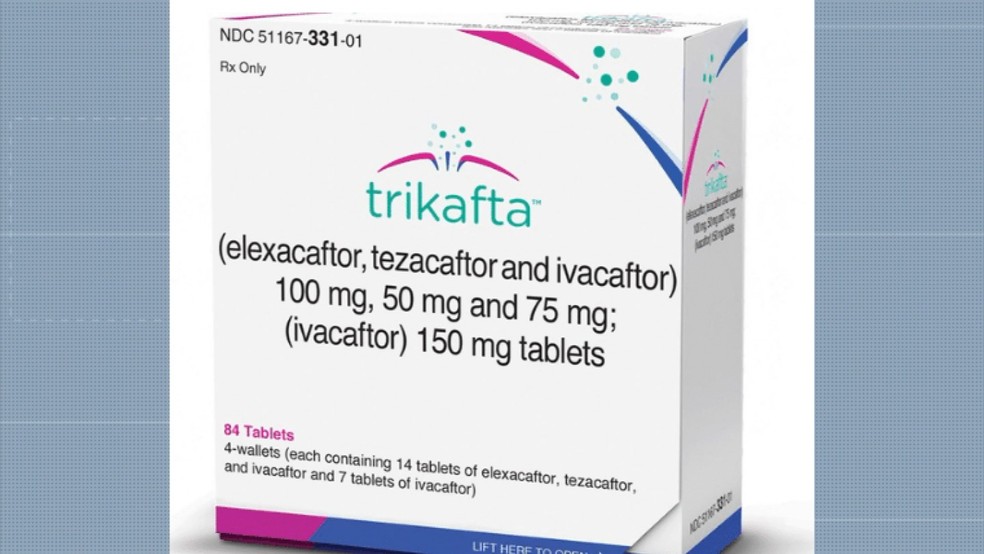 Medicamento Trikafta, incorporado ao Sistema Único de Saúde (SUS) em 2023 para tratamento da fibrose cística — Foto: Reprodução/EPTV