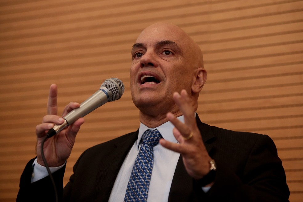 O ministro Alexandre de Moraes, do STF, participou nesta sexta (31) em SP de um seminário em defesa da democracia — Foto: Felipe Rau/Estadão Conteúdo