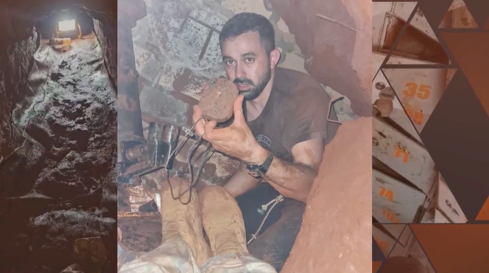 Policiais encontraram explosivos deixados pelos criminosos — Foto: TV Globo/Reprodução