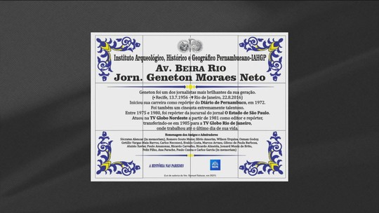 Trecho de avenida no Recife recebe o nome de Jornalista Geneton Moraes Neto - Programa: Jornal das Dez 
