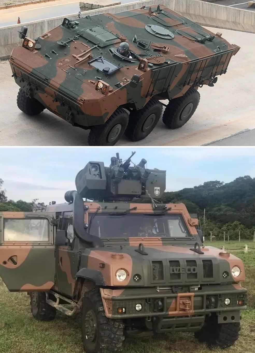 Modelos dos blindados que reforçarão a fronteira — Foto: Exército Brasileiro/Divulgação