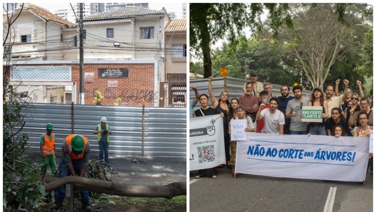 Prefeitura de SP tenta retomar obra que gerou protestos contra corte de árvores  - Foto: (Montagem/g1/Reprodução/Instagram)