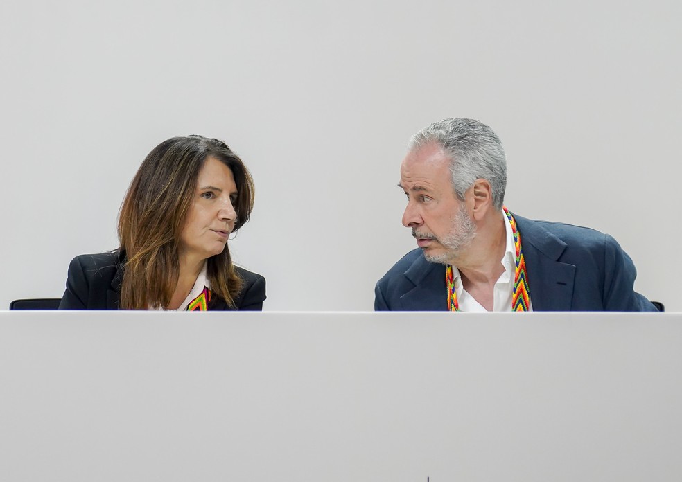 O presidente da COP30, o embaixador André Corrêa do Lago, e a CEO da conferência, Ana Toni. — Foto: Rafa Neddermeyer/COP30