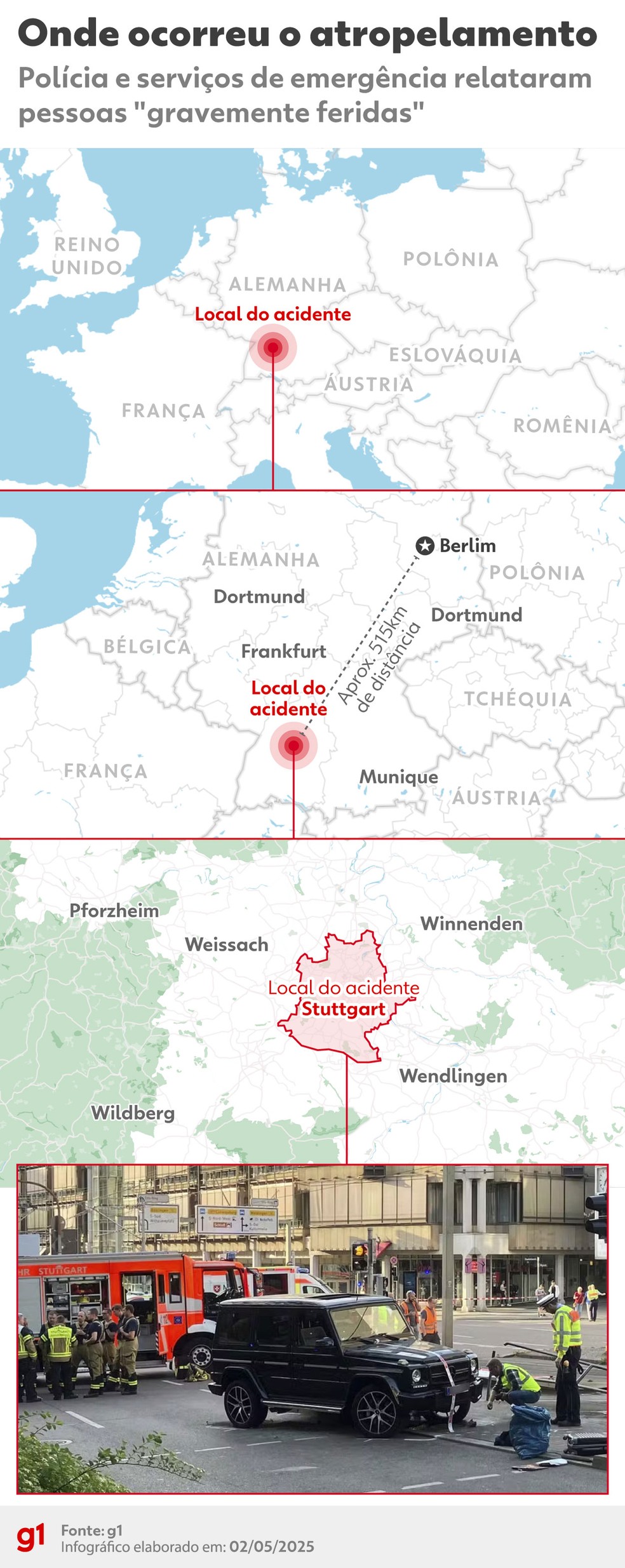Mapa da Alemanha com a localização de Stuttgart — Foto: g1