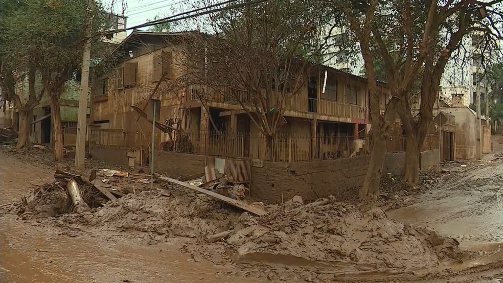 Casas após as enchentes que atingiram Lajeado — Foto: Reprodução/ RBS TV