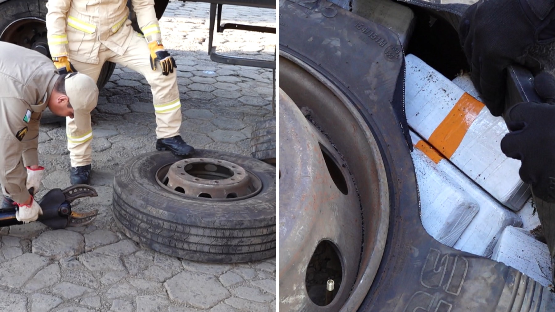 Caminhoneiro se contradiz e é descoberto viajando com caçamba vazia e quase uma tonelada de maconha dentro dos pneus, no PR