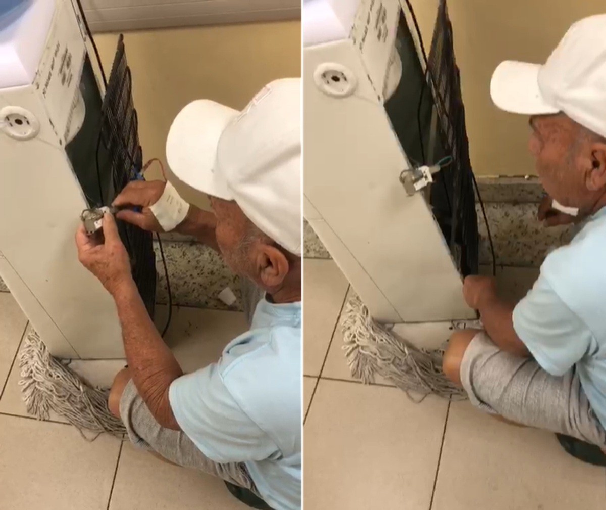 VÍDEO: paciente internado conserta bebedouro em hospital de Nova Friburgo; acompanhante critica condições: 'É um açougue'
