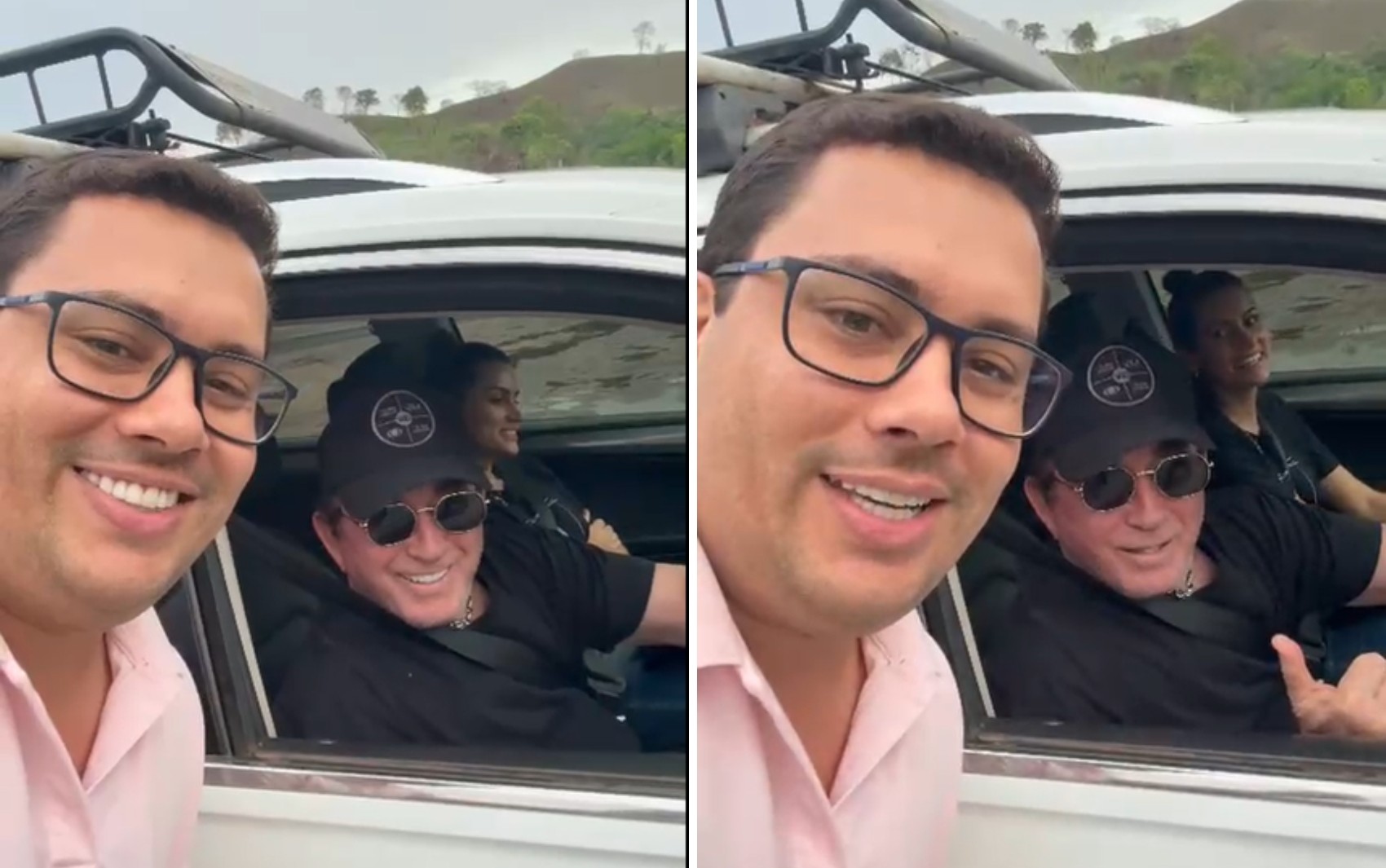 Motorista surpreende ao encontrar Amado Batista e esposa parados em rodovia após bloqueio; vídeo 