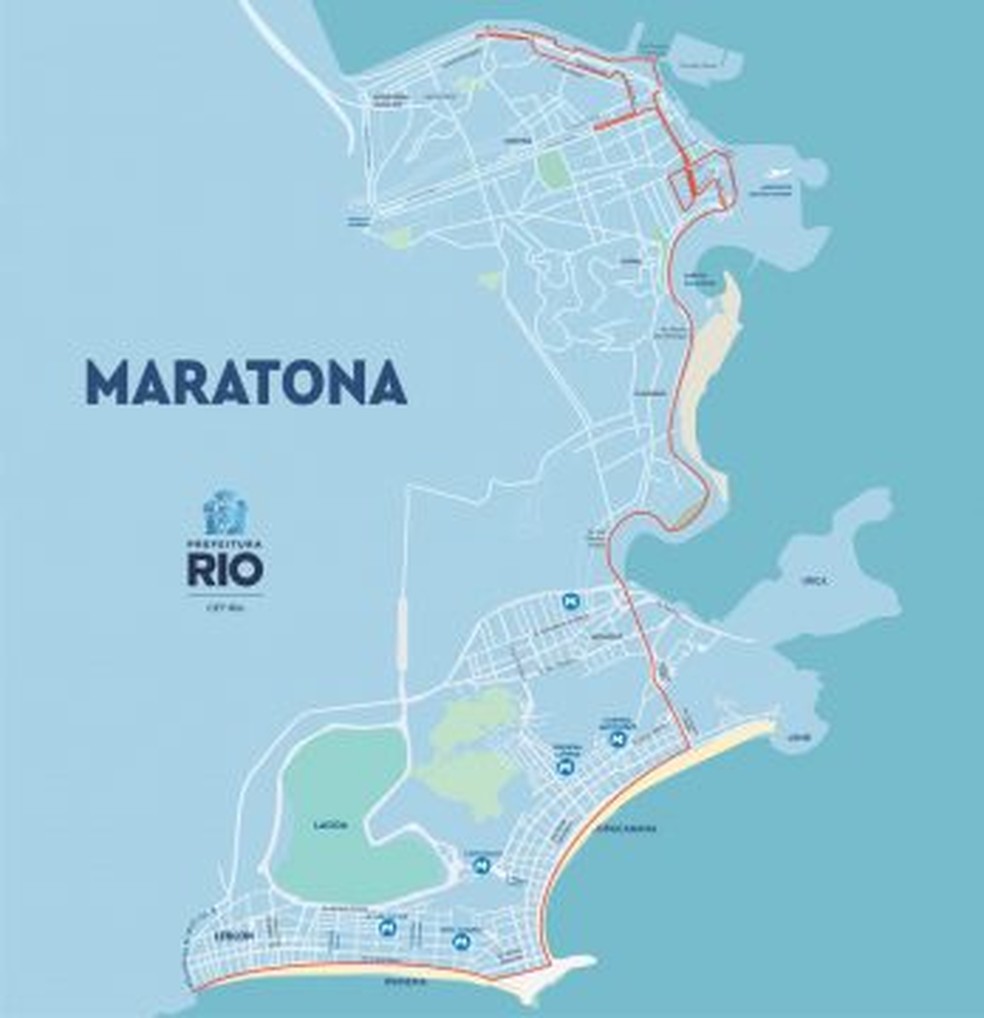 Percurso da Maratona do Rio — Foto: Reprodução