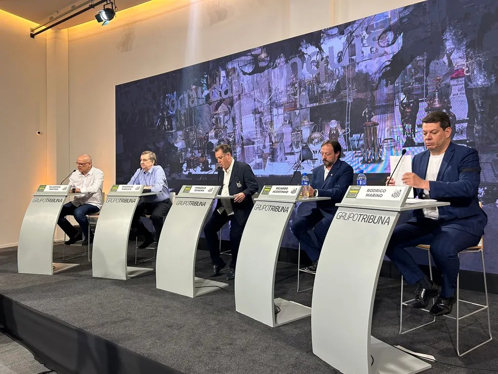 Debate dos candidatos à presidência do Santos — Foto: Bruno Giufrida