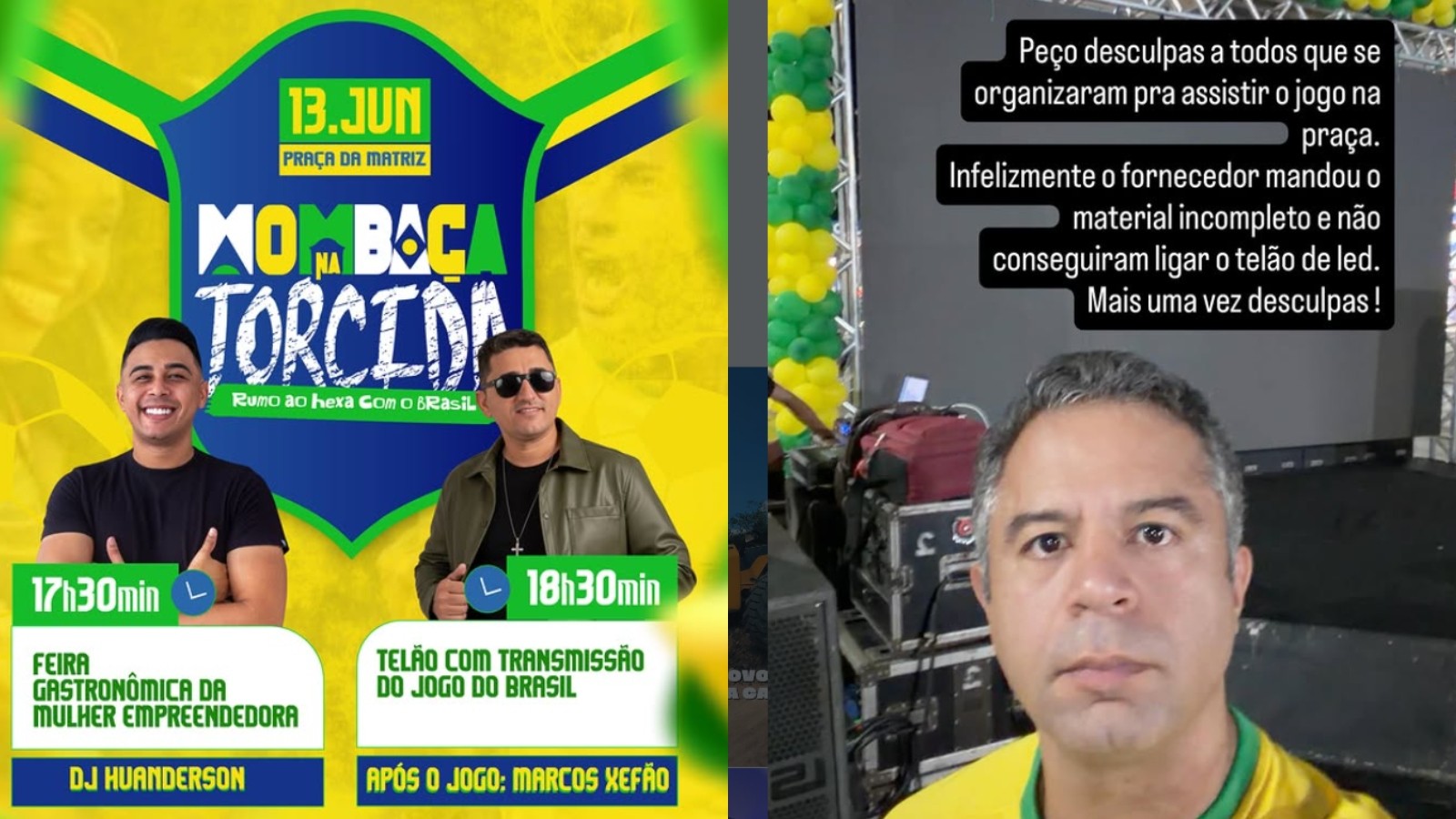 Transmissão do jogo do Brasil é cancelada após prefeitura não conseguir ligar telão de LED no Ceará