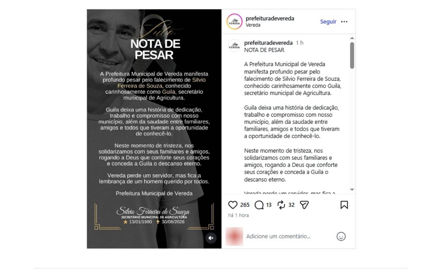 Morre secretário de Agricultura de cidade no extremo sul da BA