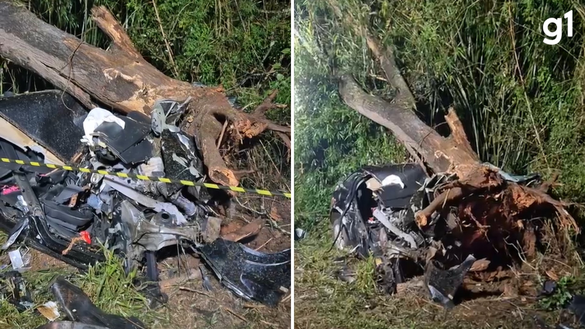 Carro bate em árvore e ocupantes morrem atingidos por tronco em Lajeado