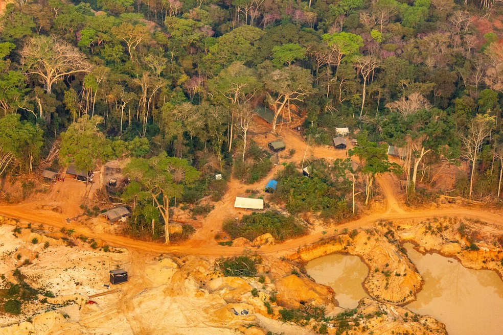 Terra Indígena Sararé explorada por garimpeiros em MT — Foto: Greenpeace
