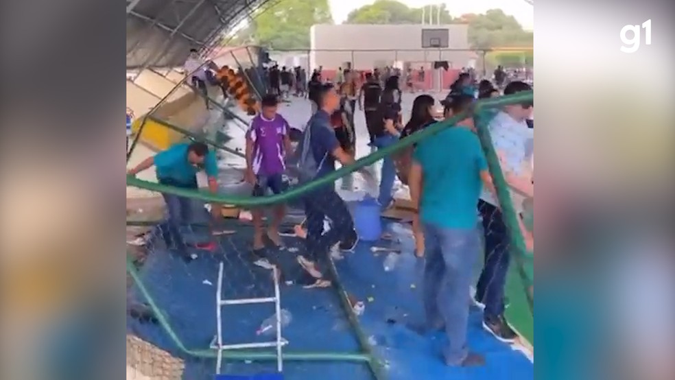 Estudante da rede pública estadual é baleado dentro de ginásio em Alto Alegre do Maranhão; alunos participavam de gincana na hora do crime — Foto: Reprodução