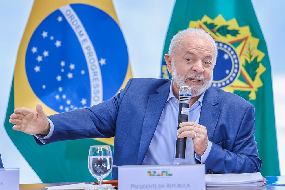 Lula durante reunião miisterial — Foto: Ricardo Stuckert / PR