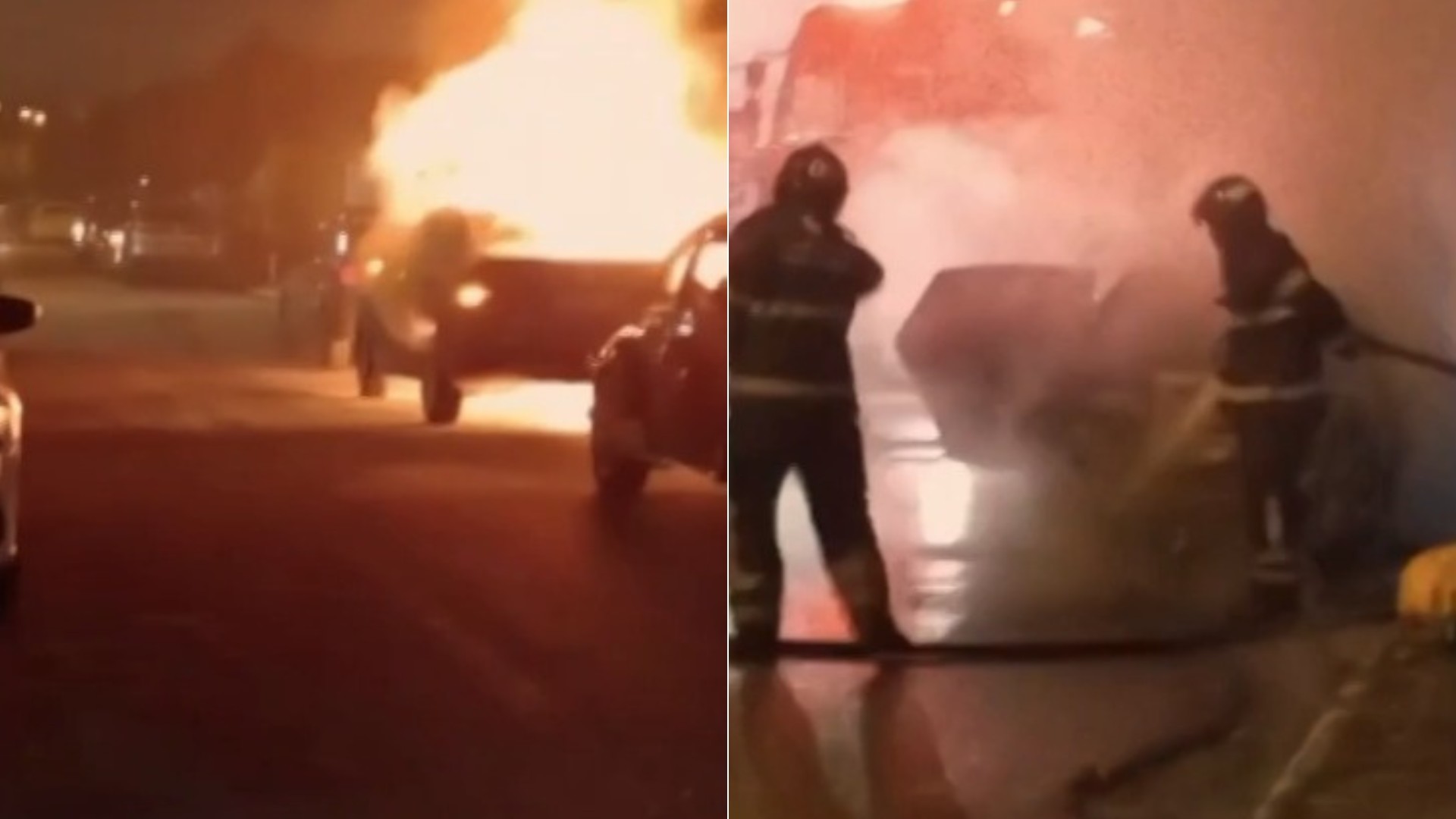 Motorista estaciona sobre fogueira e carro pega fogo
