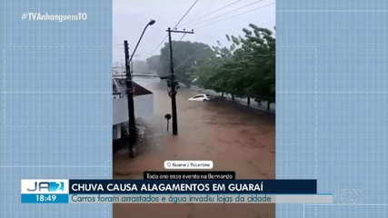 Chuva causa alagamentos e carros ficam debaixo d'água em Guaraí; confira