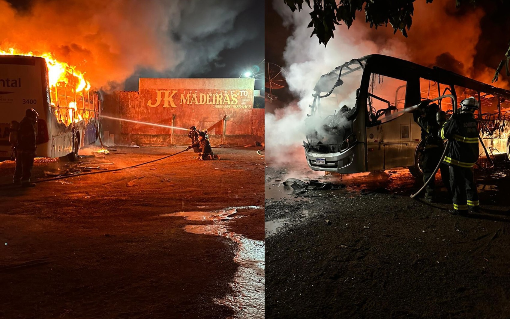 Ônibus pega fogo e incêndio destrói outros oito veículos de transporte rural na Bahia