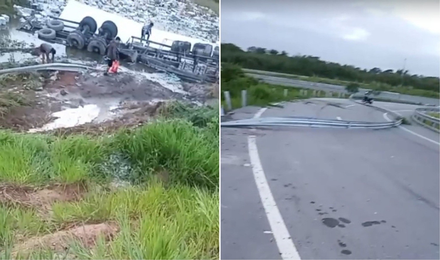 Carreta tomba e causa interdição de alça de acesso à BR-304 na Grande Natal