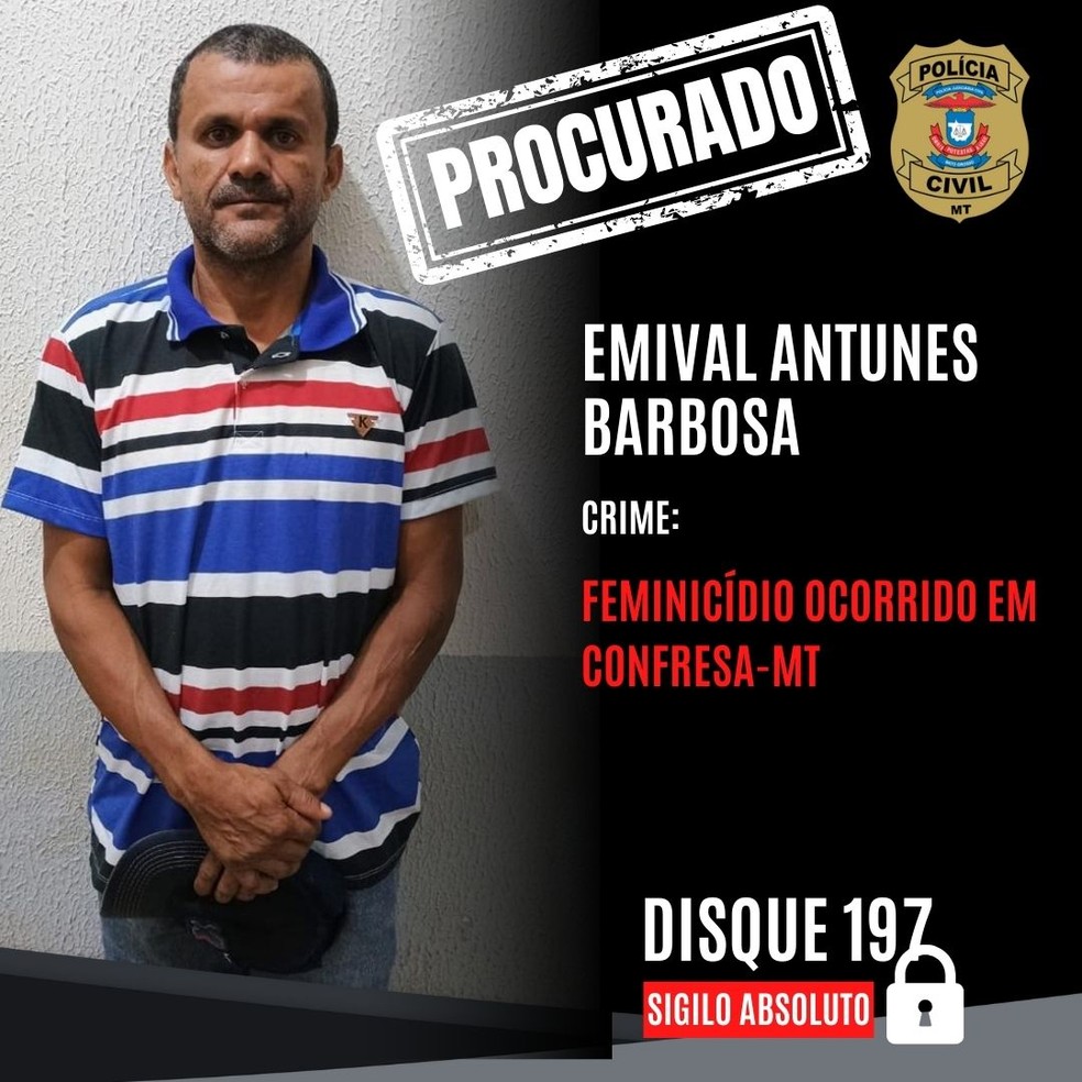 Emival Antunes Barbosa, de 47 anos, é procurado pela polícia — Foto: Polícia Civil