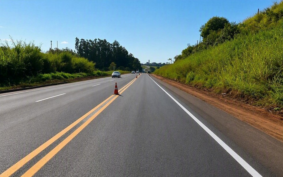 Recuperação do pavimento obras em rodovias do Sul de Minas — Foto: EPR Vias do Café