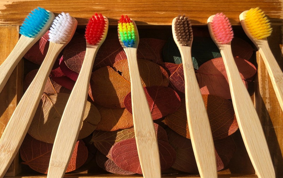 Escova de dente de bambu pode ser reutilizada como compostagem — Foto: Divulgação