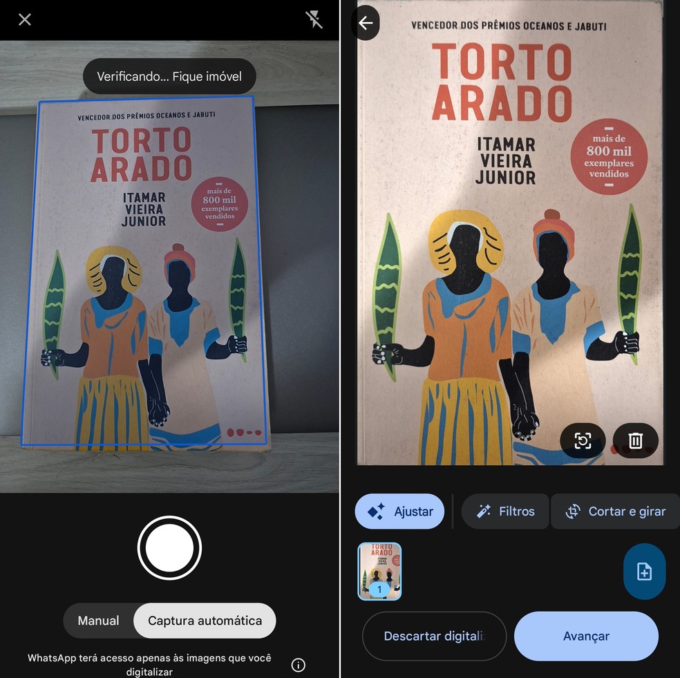 WhatsApp permite digitalizar documentos � Foto: Victor Hugo Silva/g1