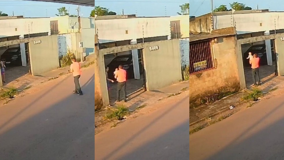 Policial militar de RO salva criança engasgada de 6 meses — Foto: Print da tela