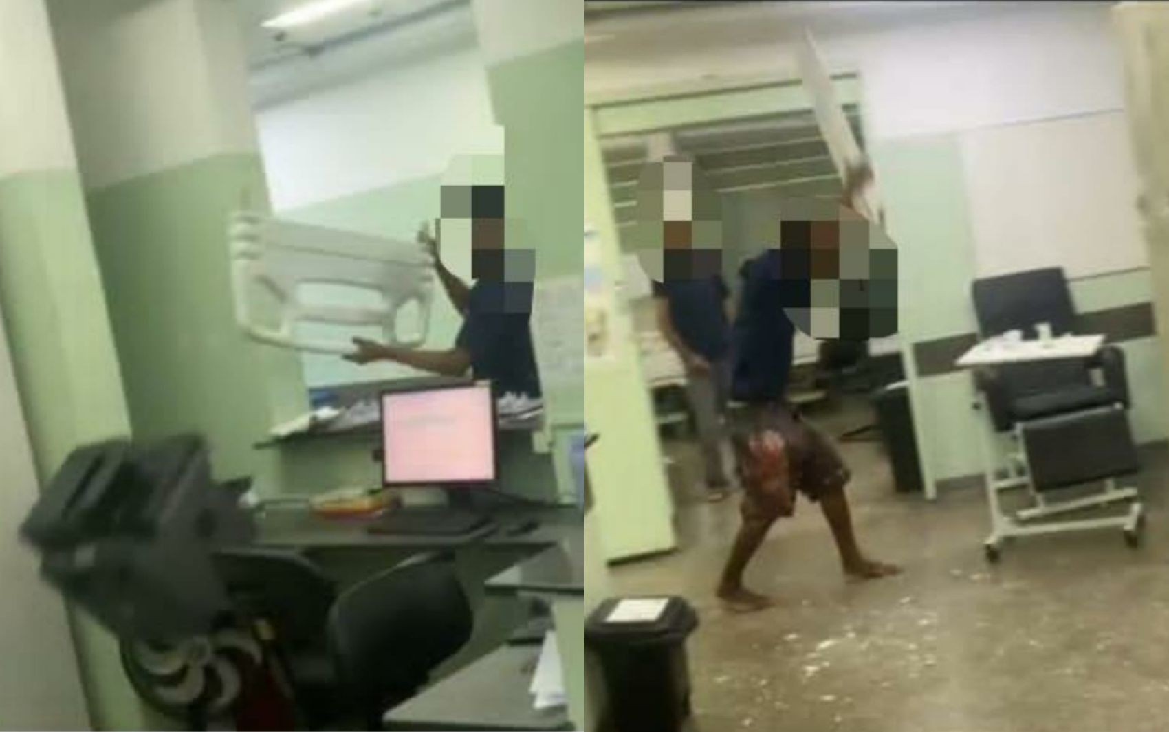 Paciente psiquiátrico surta e é preso ao quebrar de TV a teto de gesso em unidade de saúde de Ribeirão Preto; FOTOS