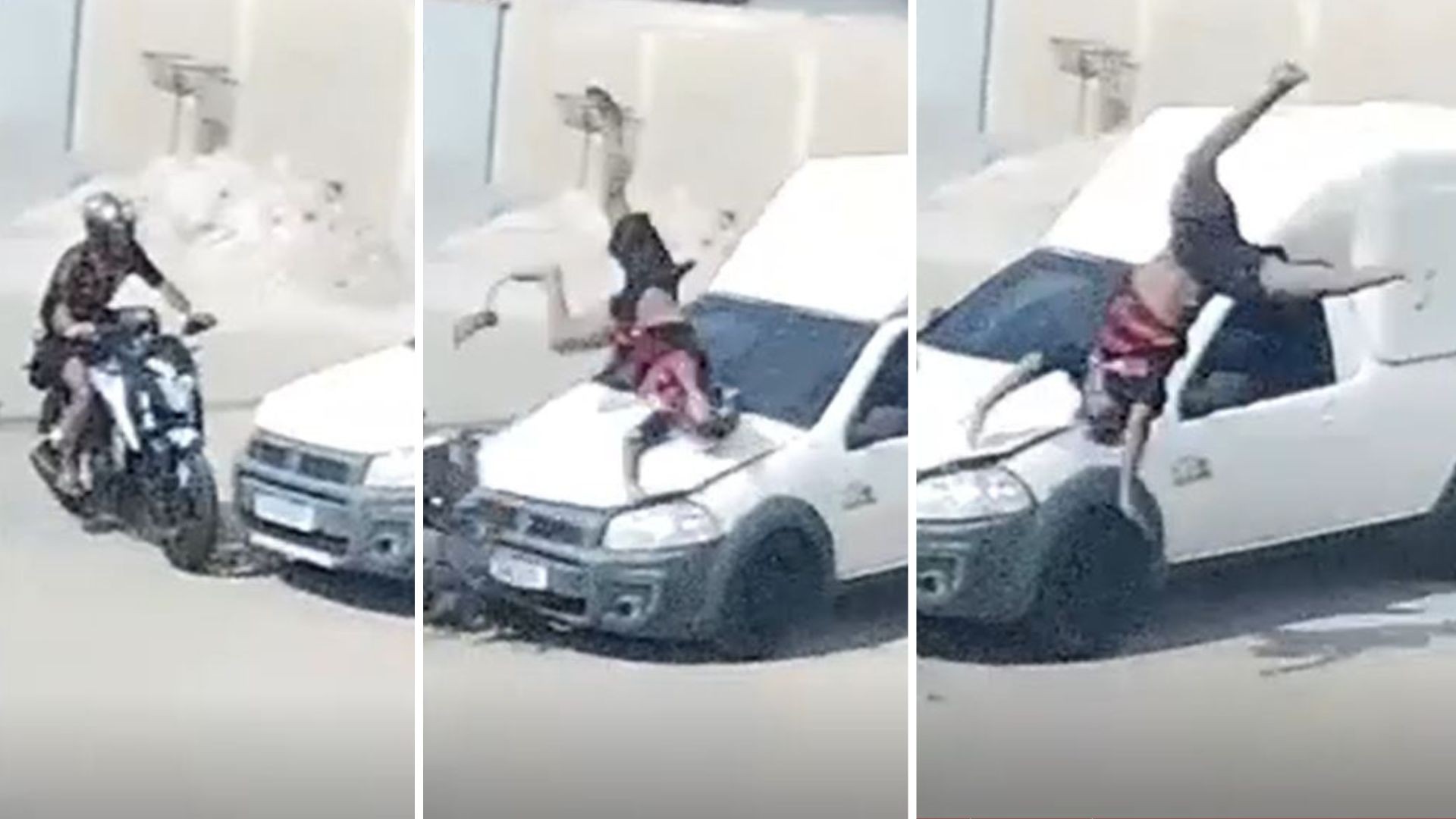 VÍDEO: motociclista sem CNH 'voa' após bater na lateral de carro em cruzamento de Linhares