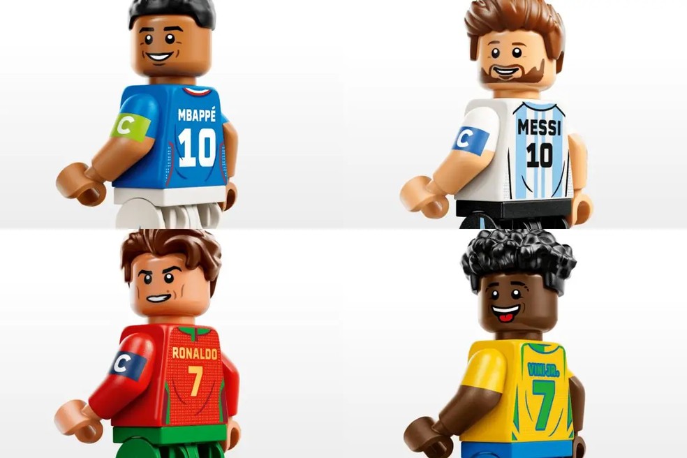 Bonecos da Lego com os craques da Copa do Mundo de 2026 — Foto: Divulgação/Lego