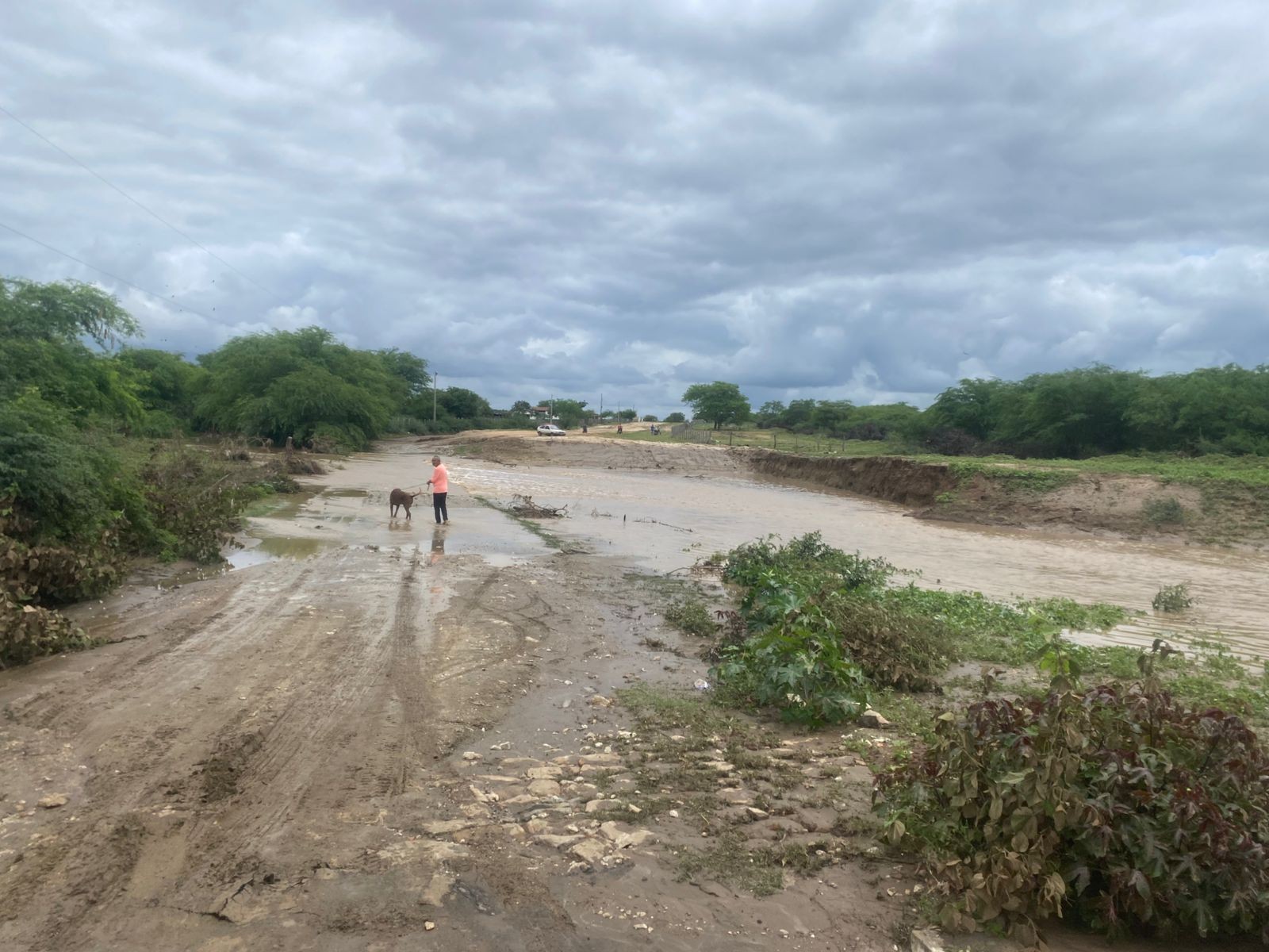 Moradores de Gurjão, no Cariri da PB, ficam ilhados após cheia de rio 