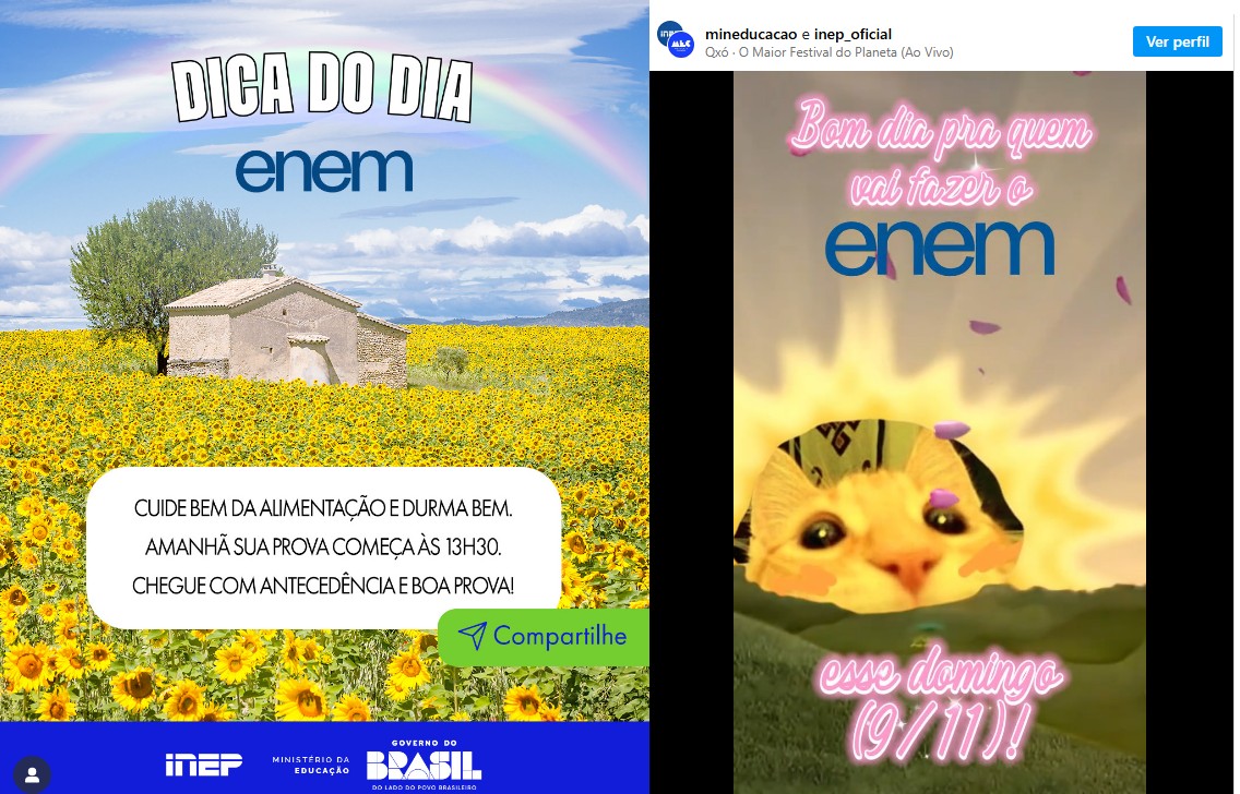 Ao postar gifs de 'bom dia' e de gatinhos, Inep deu spoiler do tema da redação do Enem 2025, brincam alunos