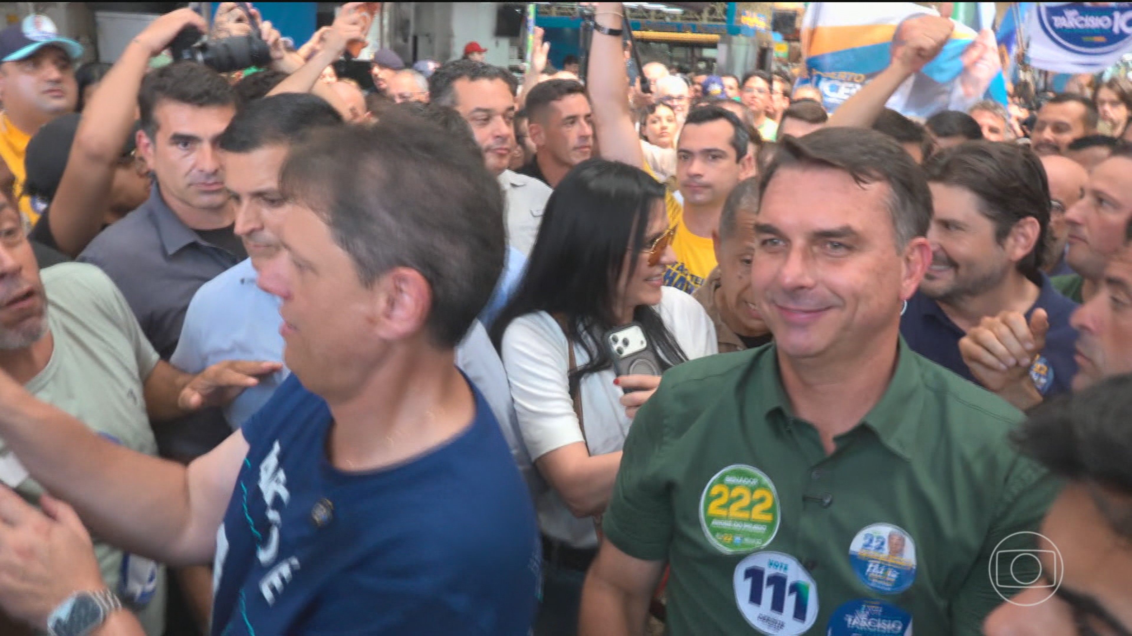 Flávio Bolsonaro, candidato à Presidência pelo PL, faz campanha em São Paulo