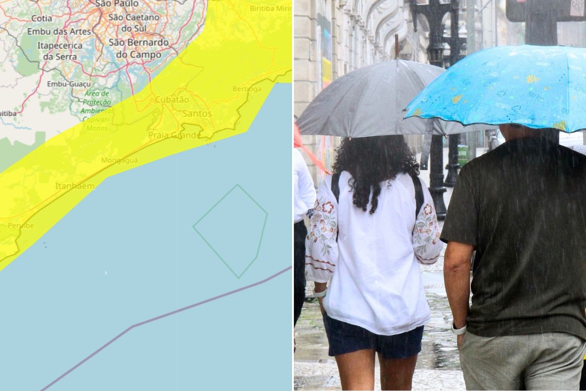 Inmet emite alerta amarelo para chuvas no litoral de SP