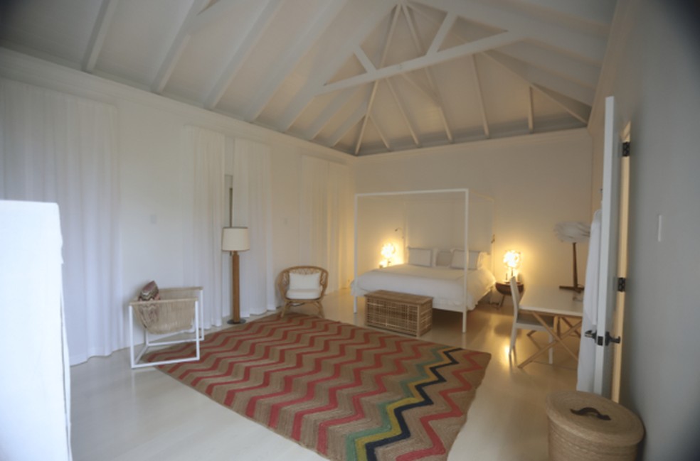 Quarto de visitas na ilha de Jeffrey Epstein — Foto: Divulgação/ Partido Democrata