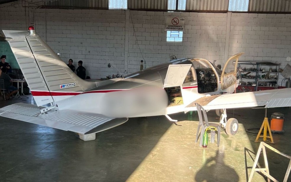 Avião é apreendido durante operação — Foto: — Fotos: Divulgação/Polícia Federal